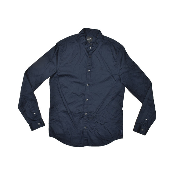 Armani Exchange Men's Slim Fit Button Down Shirt Size M Navy Blue Long Sleeve - Picture 1 of 8